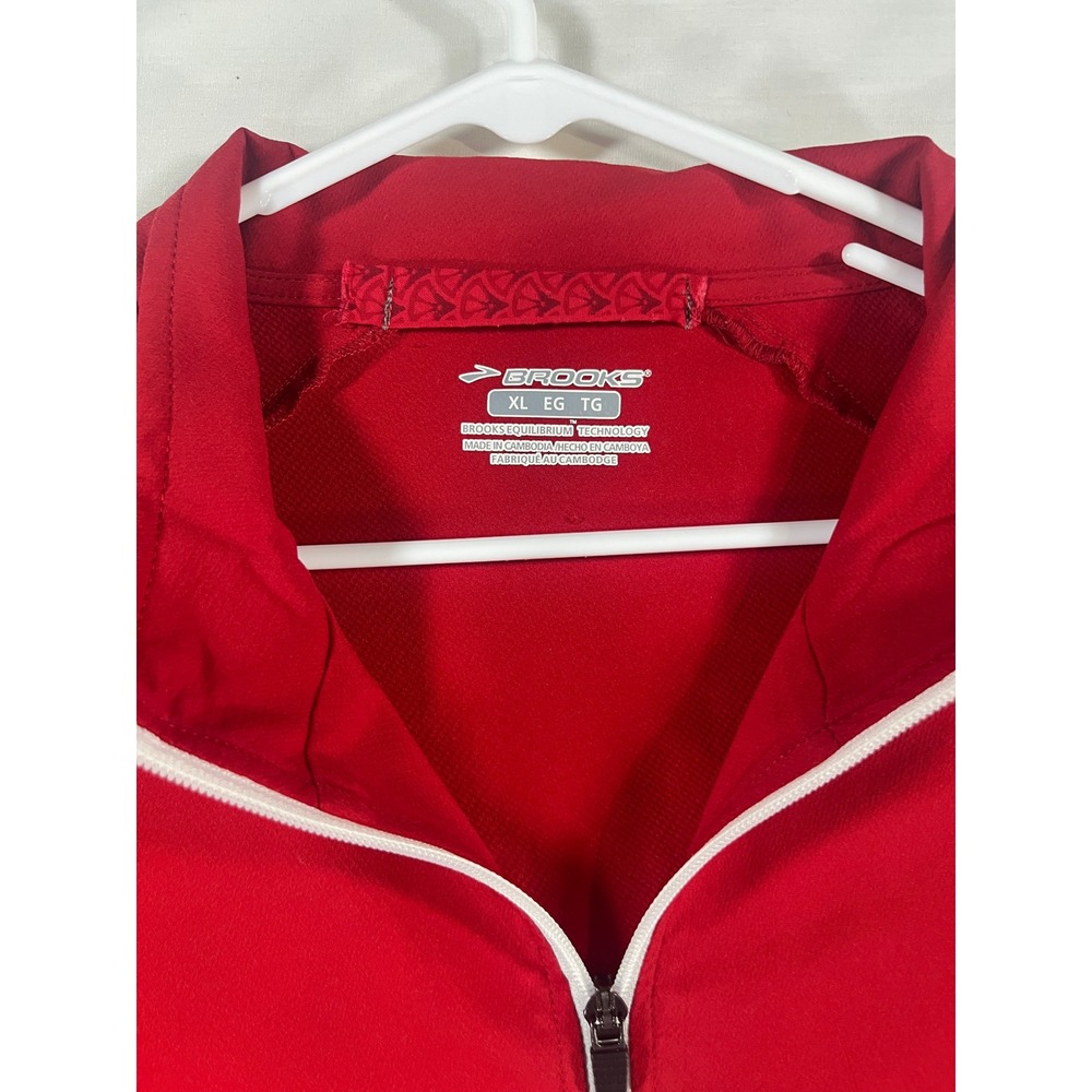 Brooks Mens XL Red Equilibrium Technology Full Zip Running Track Jacket White - Picture 2 of 13